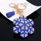 2018 New Fashion Women Casual Pu Leather Tassel Snow Flower Keychain Bag Pendant Gold Car Key Chain Ring Holder Trendy Jewelry