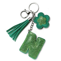 Love Heart Flower Letter Keychain Women Crystal Key Ring Handbag Pendant Charms Tassel Silver Chain Bag Holder Key Chain Jewelry